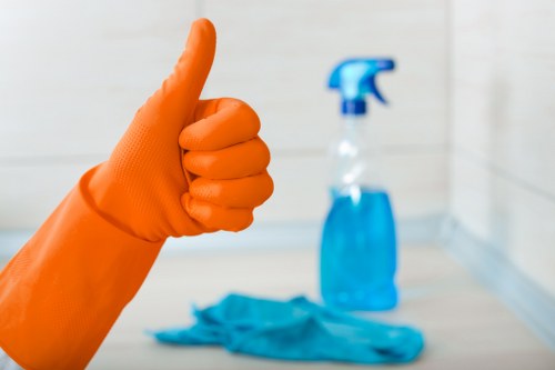 Carpet cleaning team assessing a property for safety